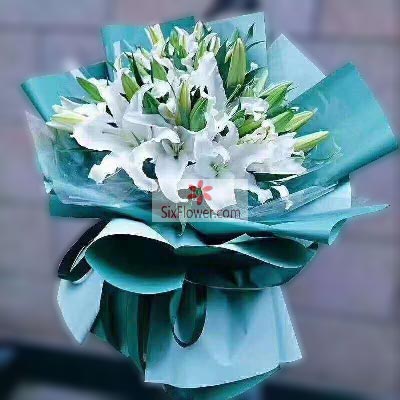 恩施8支白色多头百合，情真意切