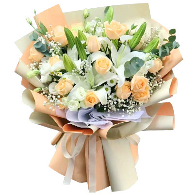 恩施19朵香槟玫瑰百合，你是我的真爱