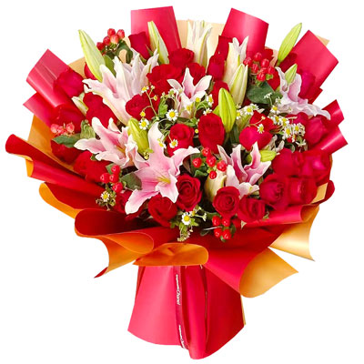 恩施33朵红玫瑰百合,心灵的火花