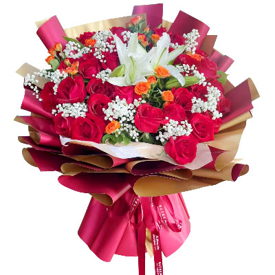 恩施33朵红玫瑰百合，爱如同花般绽放